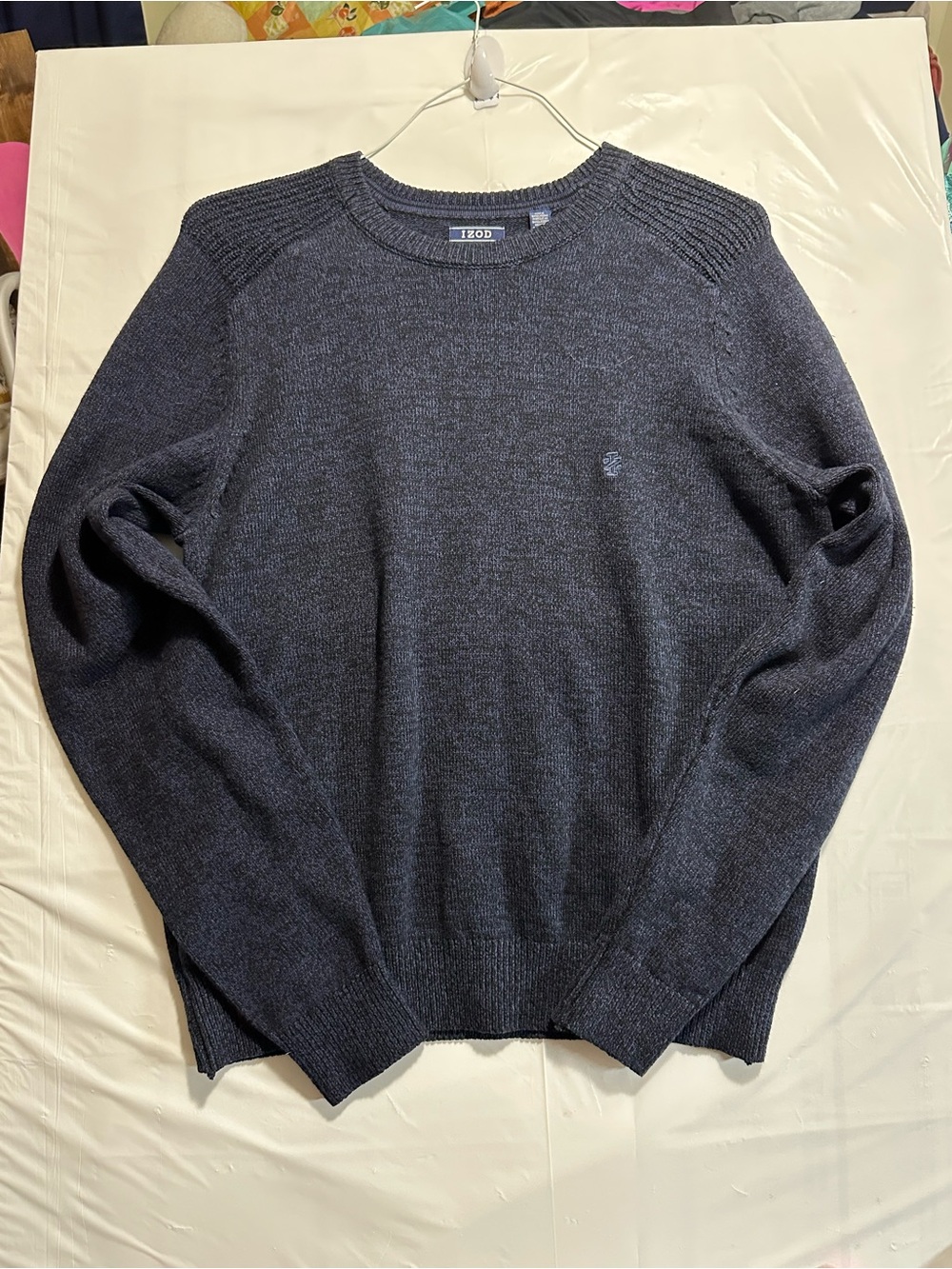 IZOD Men’s Large Navy Blue Crewneck Knit Sweater Pullover